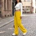 thumbnail image 5 of Cargo Sweatpants for Women Baggy Drawstring Wide Leg Sweatpants with Pockets Fall Casual Loose Sweat Pants, M, 5 of 8