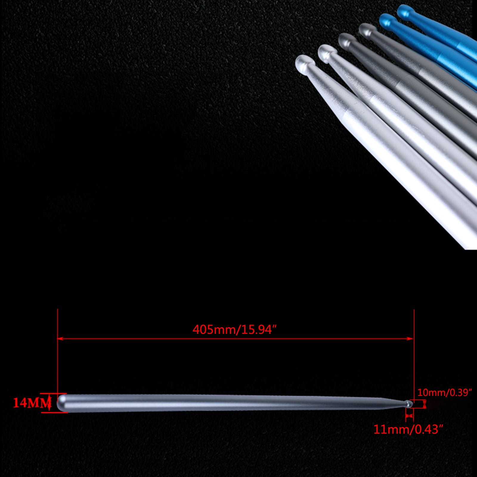 1 Pair Aluminum Alloy Drum Nonslip Grip Drumstick Nonslip Lightweight Drumsticks for Comfortable Playing