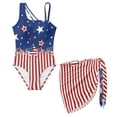 thumbnail image 3 of Xoenoiee Star American Flag Print Girls Swimsuits One-Piece Bathing Suit with Cover Ups 4th of July Adjustable Straps Cut Out Swimwear Beachwear with Removable Bra, 9-10 Years, 3 of 7