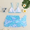 thumbnail image 7 of Swimsuits For Girls Swimsuit For Teens Teen Girls Swimsuits 3 Piece Bikini Sets Tropical Floral Bikini Sets Girls' Swimwear with Cover Up Skirt Blue 10-12 Years, 7 of 7
