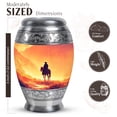 thumbnail image 2 of JAGASY Cowboy Tiny Urn for Mother, Orange Mini Urns for Human Ashes Keepsake, Raining Clouds Mountain Decorative Urns for Father, Horse Miniature Urn for Parents, (3 Inch), 2 of 7