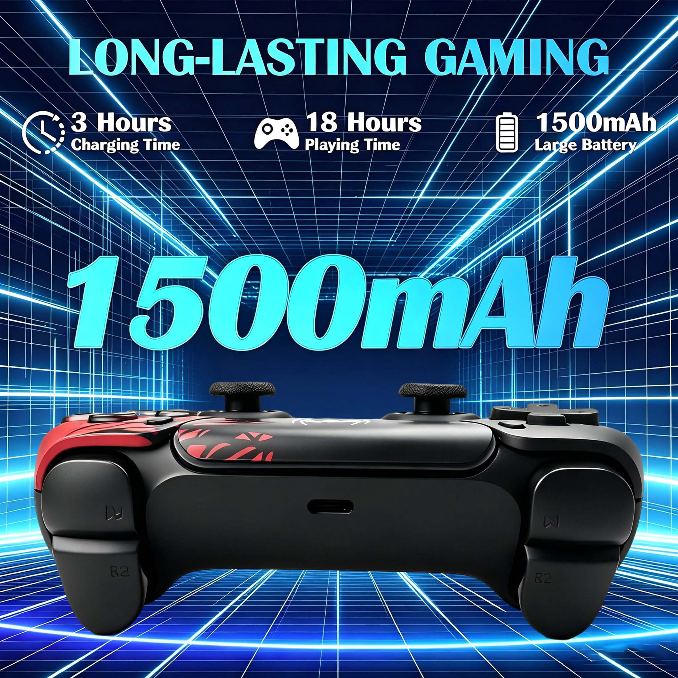 Wireless Controller Compatible with P5/P5 Pro/P5 Slim/PC,with 1500mAh Battery,Dual Vibration,6-Axis Motion Control,Speaker,3.5mm Audio Jack (Spider)