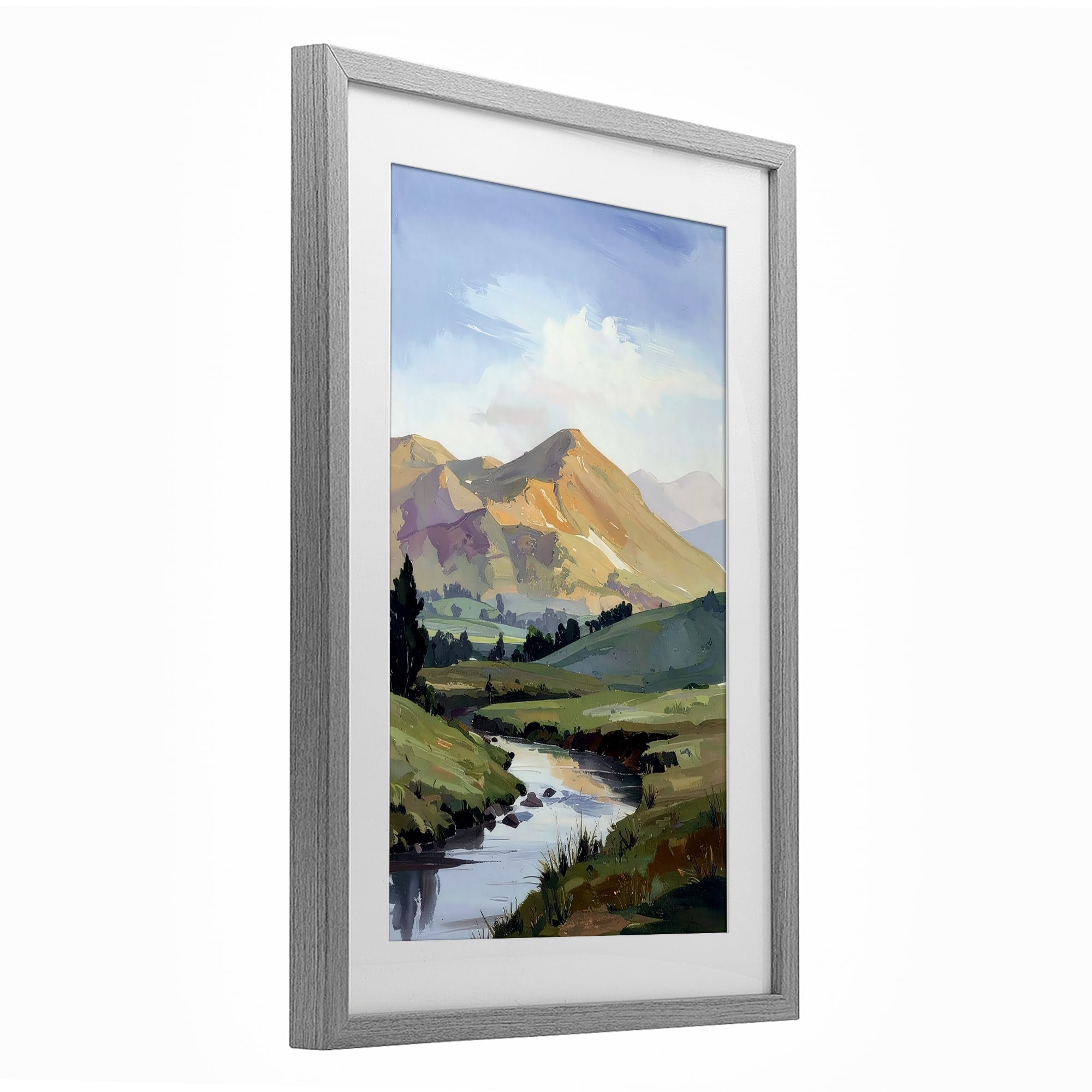 Stupell Industries Across The Valley Gray Framed Print Under Glass, design by Alonza Saunders