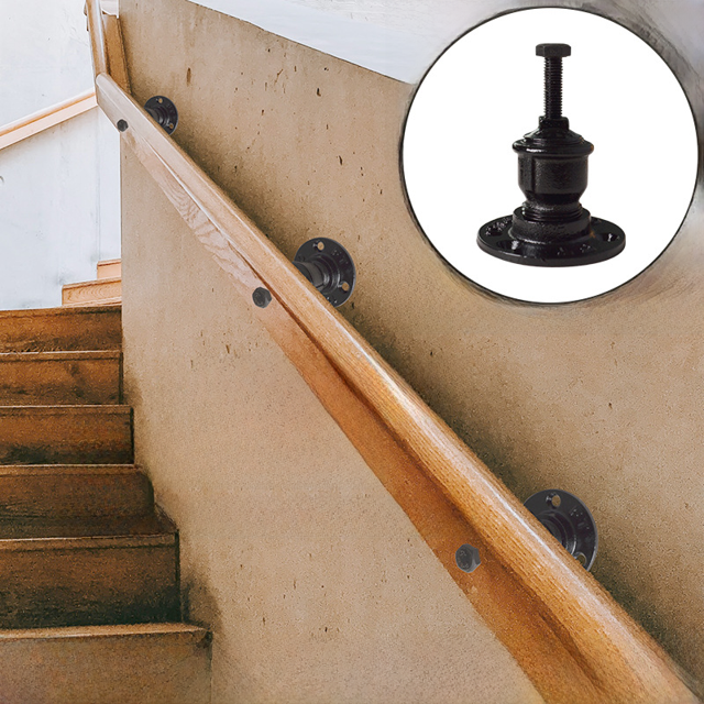Pasamanos de escalera de tubería de agua de tubo de hierro engrosado, soporte de fijación de viento industrial, pasamanos de pared, pieza de fijación de soporte de pared
