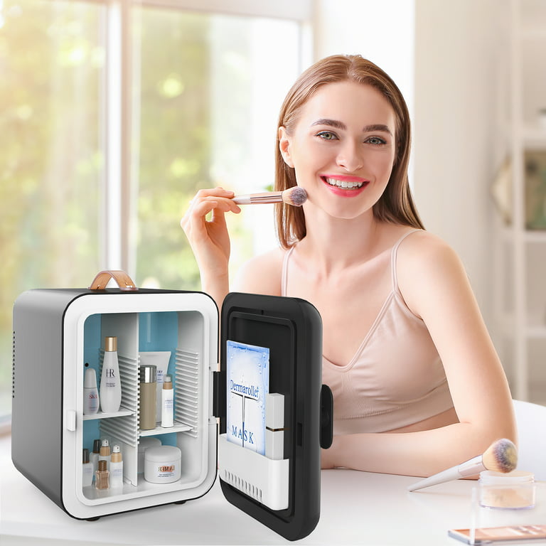AIDEK Cosmetic Makeup Mini Fridge for Skin Care, 4L Portable Beauty Fridges  DIY Shelves for Bedroom, Dorm, Office, Small Refrigerator, AC/DC12v Car