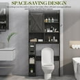 thumbnail image 3 of CozyHome Over The Toilet Storage Cabinet, Farmhouse Storage Cabinet Over Toilet with Sliding Barn Door, Home Space-Saving Toilet Rack, Behind Toilet Bathroom Organizer for Bathroom, Dark Grey, 3 of 8