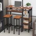 thumbnail image 6 of Katalora Bar Table and Chairs Set for 2,3-Piece Dining Set with Power Ooulets,Industrial Bar Table Set with Storage Shelves, Kitchen Counter Height Table,Space Saving, 6 of 9