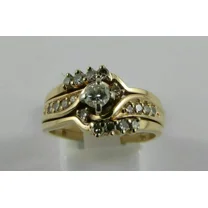 RKC 1.80Ct Round Real Moissanite Wedding Bridal Her Ring Set 14k Yellow Gold Silver