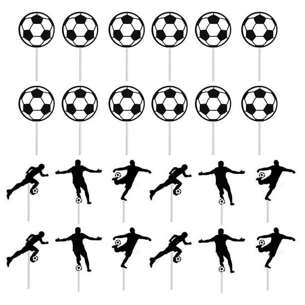 24pcs Soccer Cupcake Toppers Soccer Ball Cupcake Toppers Cake Decoration