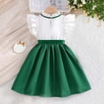 thumbnail image 4 of LEWKW Toddler Girls Flutter Sleeve Cotton Party Dress Contrast Trim Ruffle Neck with Bow Knot Sash A-Line Twirl Dress for Easter Garden Party, 4 of 7