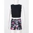 thumbnail image 6 of iiniim Kids 2 Pieces Sports Short Set Girls Sleeveless Knot Crop Top with Bottoms Ballet Yoga Bodysuit Black Music 8, 6 of 7