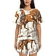 thumbnail image 1 of Balery Cowboy Riding Horse Conjunto de Pijama para Mujer con Estampado, Dos Piezas de Manga Corta y Shorts, Ropa de Dormir Suave con Cuello Redondo y Bolsillos-3X-Large, 1 of 6