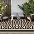 thumbnail image 5 of Kohree Outdoor Plastic Straw Rug 9'x12' ,Waterproof Mat with 4 Corner Loops Indoor Outdoor for RV,Camping,Deck,Balcony (Diamond pattern-Black & Brown), 5 of 10