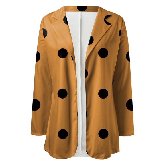 Vedolay Tops for Women Womens Casual Long Sleeve Lapel Open Front Button Work Business Jackets with Pockets,Orange S