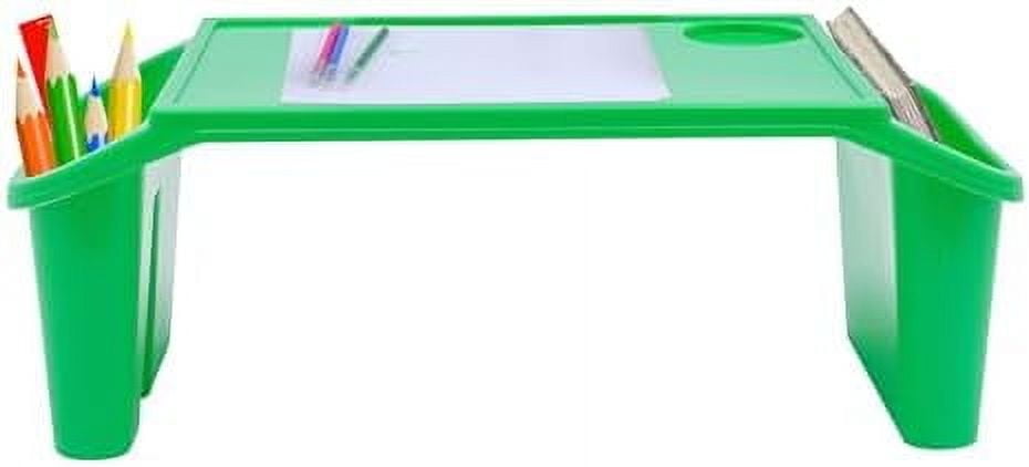 12 Pcs Kids Lap Desk Tray, 19.7×9.8×7.1In Portable Lap Bed Table with Side Pockets, Plastic Breakfast Laptop Trays, Laptop Desk Snack Tray for Family, School (Green)$$Office