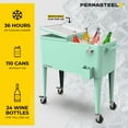 thumbnail image 5 of Permasteel Party Cooler with Divider, Spacious 80-Qt Capacity, Chills 36hrs, Serving Tray, Rolling Ice Chest for Indoor and Outdoor Entertainment, Matte Mint, 5 of 11