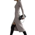 thumbnail image 3 of Women'S Wool Blend Side Slit Sweater Dresses Fall Business Casual Outfits Light Gray M, 3 of 7