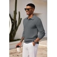 thumbnail image 7 of COOFANDY Mens Knit Polo Shirts Long Sleeve Casual Polo Sweaters Shirt Waffle Textured Collared Sweater, 7 of 7