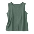 thumbnail image 7 of beishanbush Summer Sales Saving $10 Spring Casual Sleeveless Shirts Blouses Clothing Women's Cotton Linen Tank Top,Crewneck Sleeveless Pleats Lightweight Casual Comfy Summer Under $10, 7 of 7