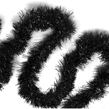 50 Feet Black Holiday Tinsel Garland ,Christmas Foil Tinsel Garland Decoration,Metallic Tinsel Twist Garland Christmas Tree Hanging Wreath Decor for Indoor Outdoor Party Supplies