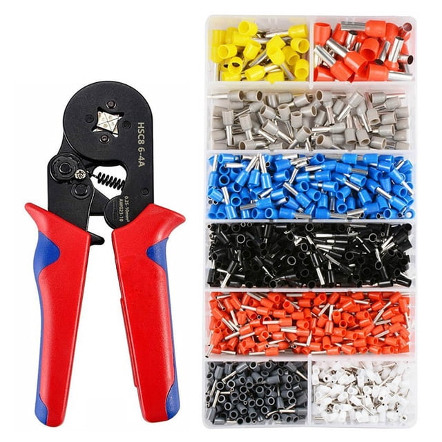1200pcs Wire Crimping Tool Kit Wire Terminals Crimping Connectors Wire End Ferrules - With Crimping Pliers Workhe