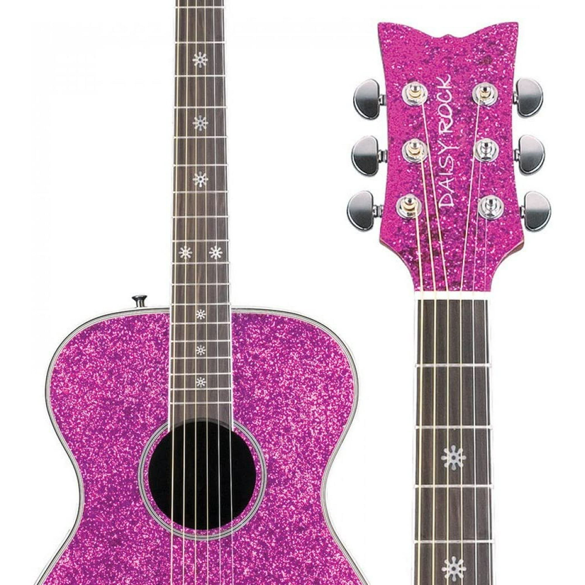Daisy Rock 6 String Acoustic-Electric Guitar, Pink Sparkle (DR6225