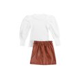 thumbnail image 3 of xiaxaixu 2PCS Bambin Filles Automne Tenues, Manches Longues Tops + Jupe en Cuir, 3 of 6