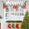 thumbnail image 3 of Merry Christmas Tie Up Valances Curtain, Red White Flowers Green Leaf Country Adjustable Rod Pocket Short Window Treatment Tie Up Curtains Valances for Kitchen Living Room Bathroom 54x18 Inches, 3 of 9
