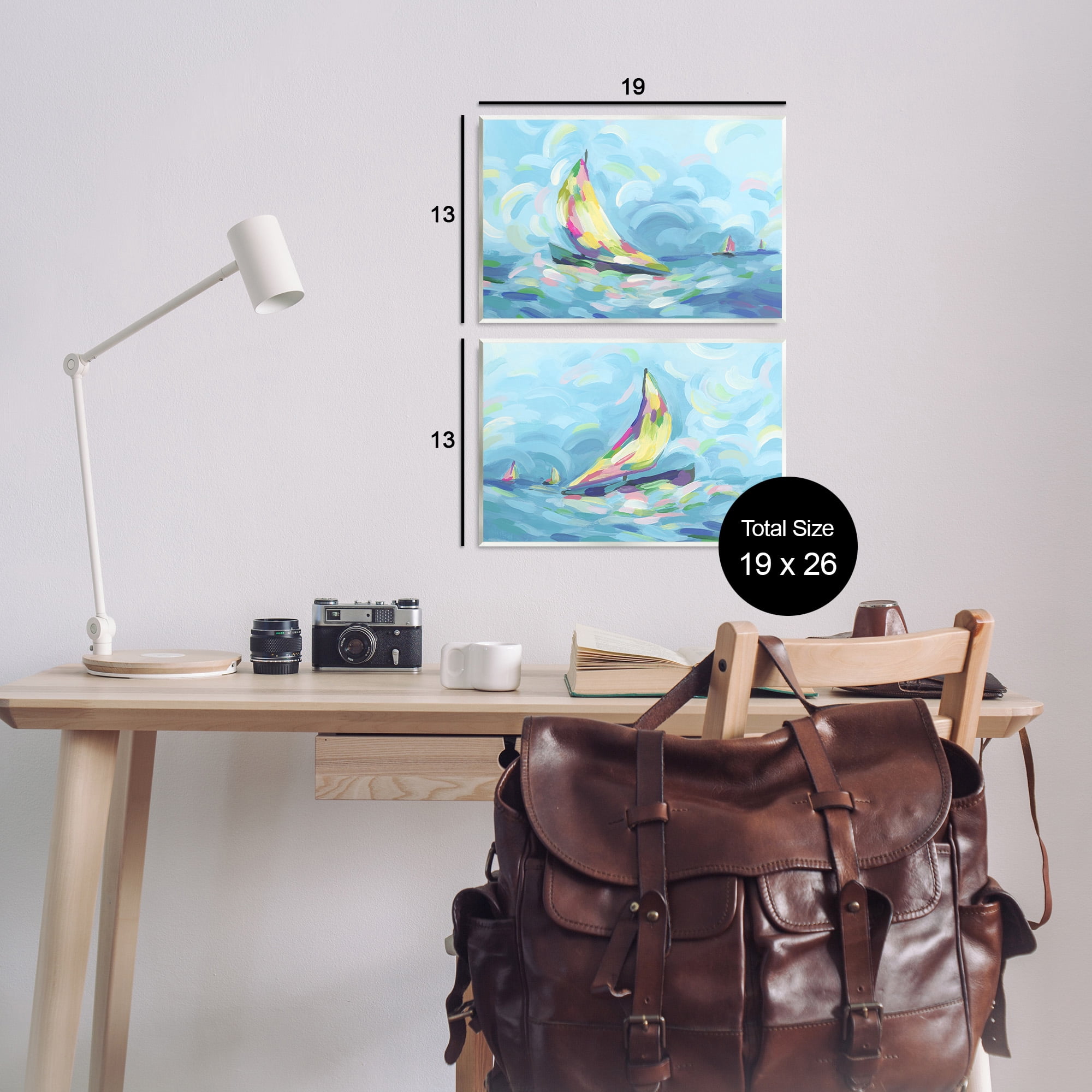 Stupell Industries Brushed Maritime Sailboats Transportation Painting Unframed Art Print Wall Art, 19 x 13, Set of 2
