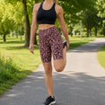 thumbnail image 2 of Women Leopard Print Biker Shorts, High Waist Tummy Control Butt Lift Workout Shorts, 2 of 8