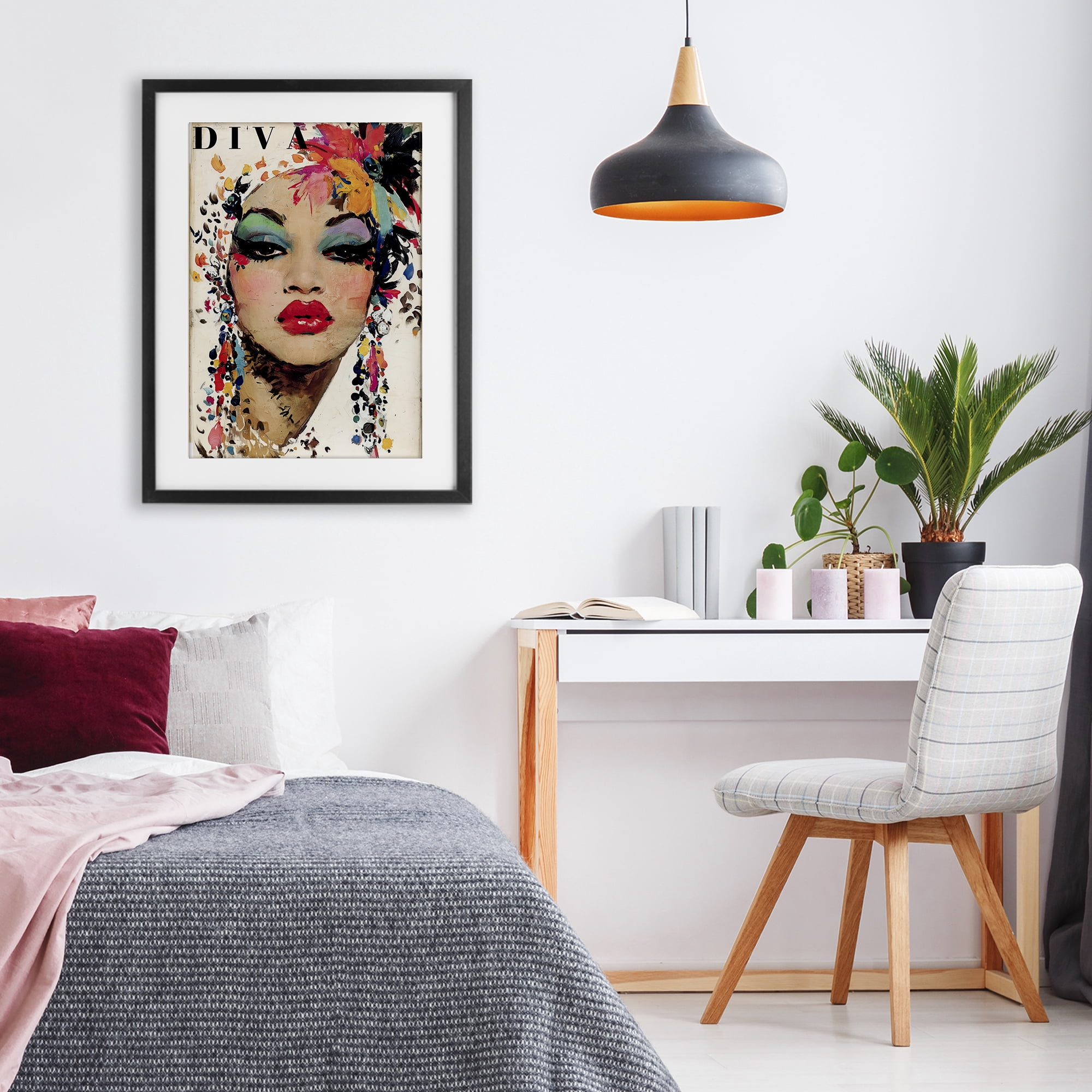 Stupell Industries Diva Fashion Portrait Black Framed Print Under Glass, design by Annabelle Hall