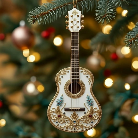 Musical Instrument Christmas Decoration Pendant - 2D Hanging Ornament with Joyful Melodies, Unique Musical Decorations for Christmas Tree, Home Holiday Accent to Celebrate Winter, 3.1in, I
