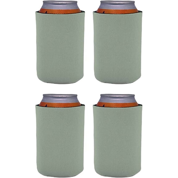 Blank Soft Foam Collapsible Can Coolie (Gray, 4 Pack)