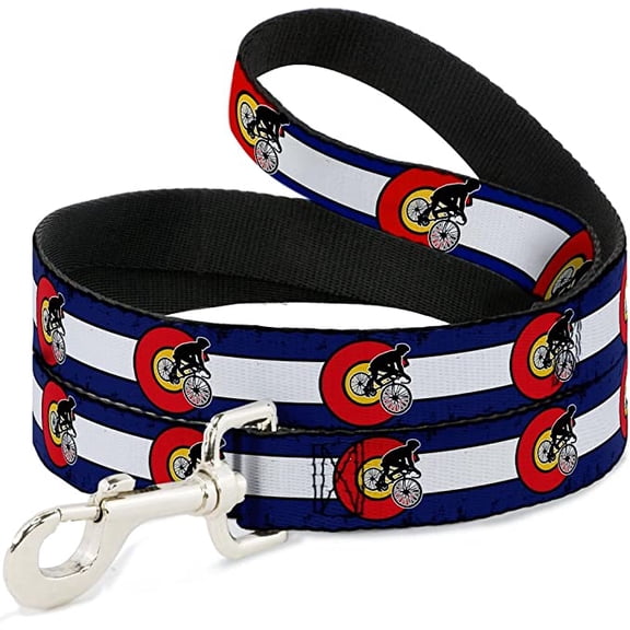 Dog Leash Colorado Biker Distressed 4 Feet Long 0.5 Inch Wide