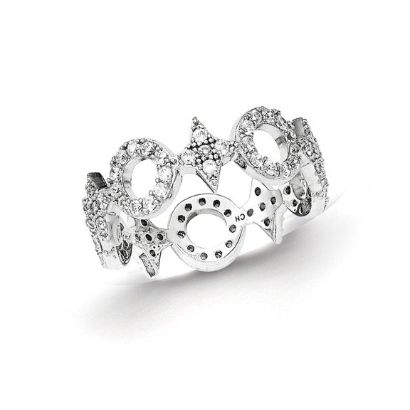 White Sterling Silver Ring Band Fashion Cubic Zirconia CZ Clear