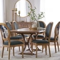 thumbnail image 2 of GDF Studio Dason French Country Fabric Upholstered Wood 7 Piece Dining Set, Dark Gray, Floral Print, and Natural, 2 of 13
