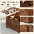 thumbnail image 4 of 31.5" Lift Top Coffee Table with Built-in Outlet & Storage, Square Farmhouse Brown Center Table for Living Room & Small Spaces, 4 of 7