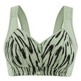 thumbnail image 4 of ManxiVoo Full Bust Front Closure Wireless Bra Large Cup Size Supportive Comfort Fit Seamless Camisole Style Printed Design XL Size Light Green, 4 of 6