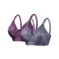 thumbnail image 1 of Sujetadores Cómodos para las Mujeres Más Tamaño Color Sólido Encaje Empalme Correas Ajustables, Sujetadores de Encaje para las Mujeres de Uso Diario Suave Transpirable 2 Paquete, 1 of 2