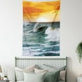 thumbnail image 4 of Ocean Tapestry, Summer Season Sunset Themed Pastoral Photography with Orange Tones, Wall Hanging for Bedroom Living Room Dorm Decor, 60W X 80L Inches, Yellow Pale Orange Pale Blue, by Ambesonne, 4 of 5