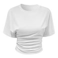 thumbnail image 4 of MIXUE Womens Summer Tops Summer Solid Color Round Neck Short Sleeve Loose Pullover Tshirts Activewear,White,L, 4 of 4