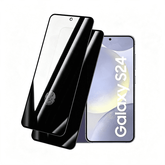 GJX Privacy Screen Protector for Galaxy S24 (2-Pack) - 9H Tempered Glass with Anti-Scratch, Fingerprint Unlock & Easy Installation Phone Screen Protector