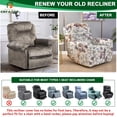 thumbnail image 4 of CHUNTIAN Floral Printed Recliner Cover with Pockets Single Reclining Slipcover 4-Pieces Lazy Boy Recliner Armchair Cover with Elastic Bottom for Recliner Furniture Protector for Kid Pet, 4 of 5