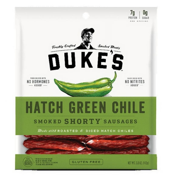 Dukes Hatch Green Chile Shorty Smoked Sausage, 5 Ounce -- 8 per case