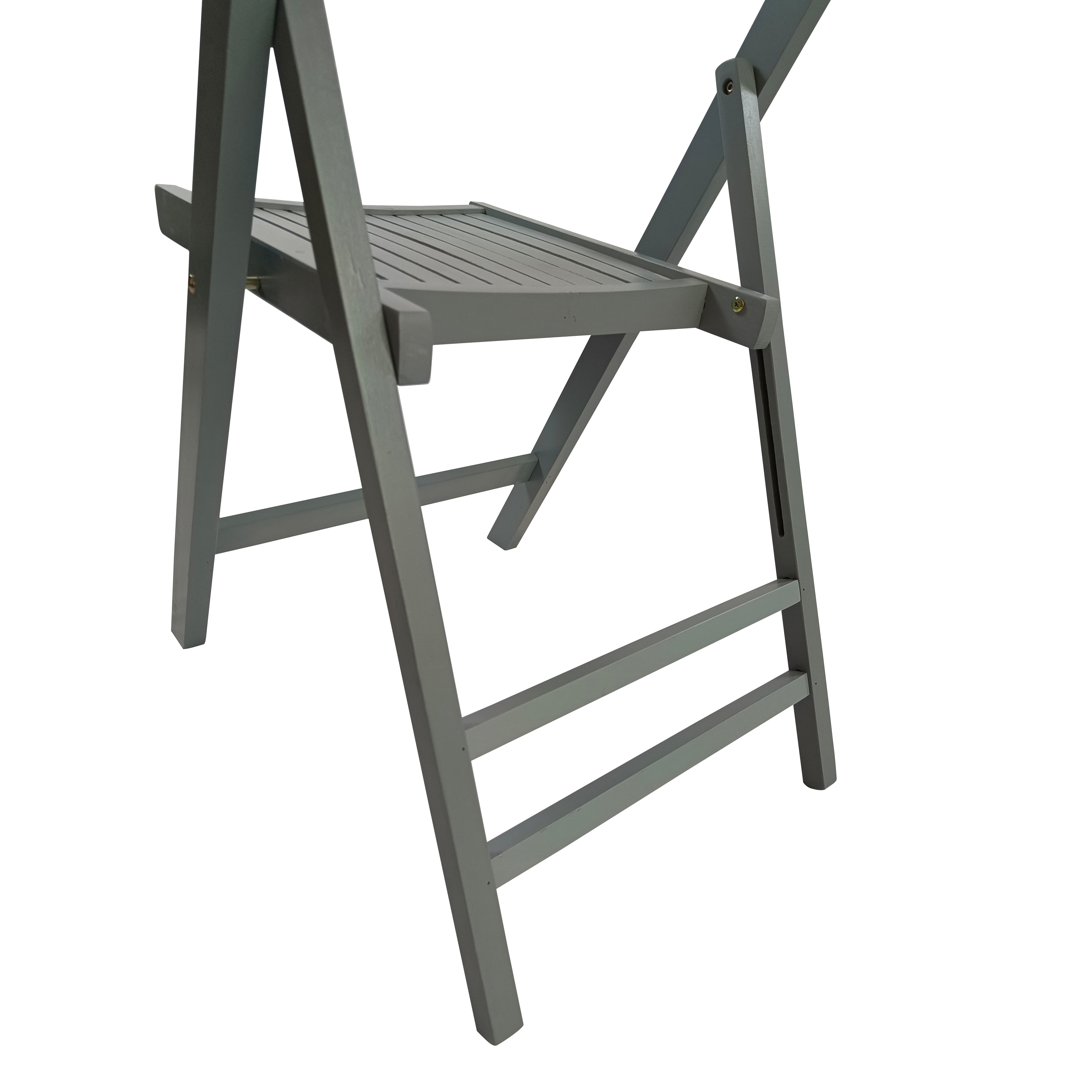 Wooden Folding Dining Chair, 4 Pack Slatted Wood Event Chair Indoor Outdoor Patio Use, Gray