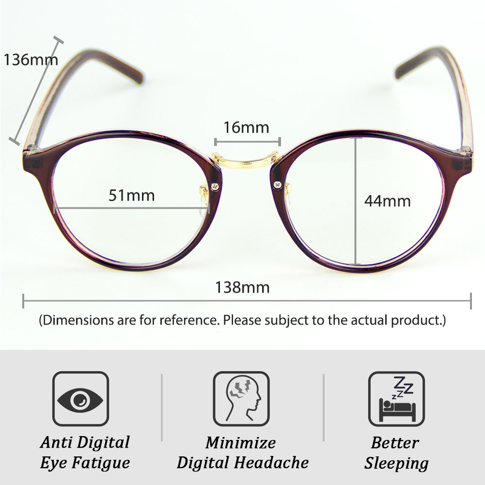 Cyxus Retro Round Blue Light Blocking Computer Glasses for Anti Eyestrain UV400, Brown Frame Unisex(Men/Women) Eyewear