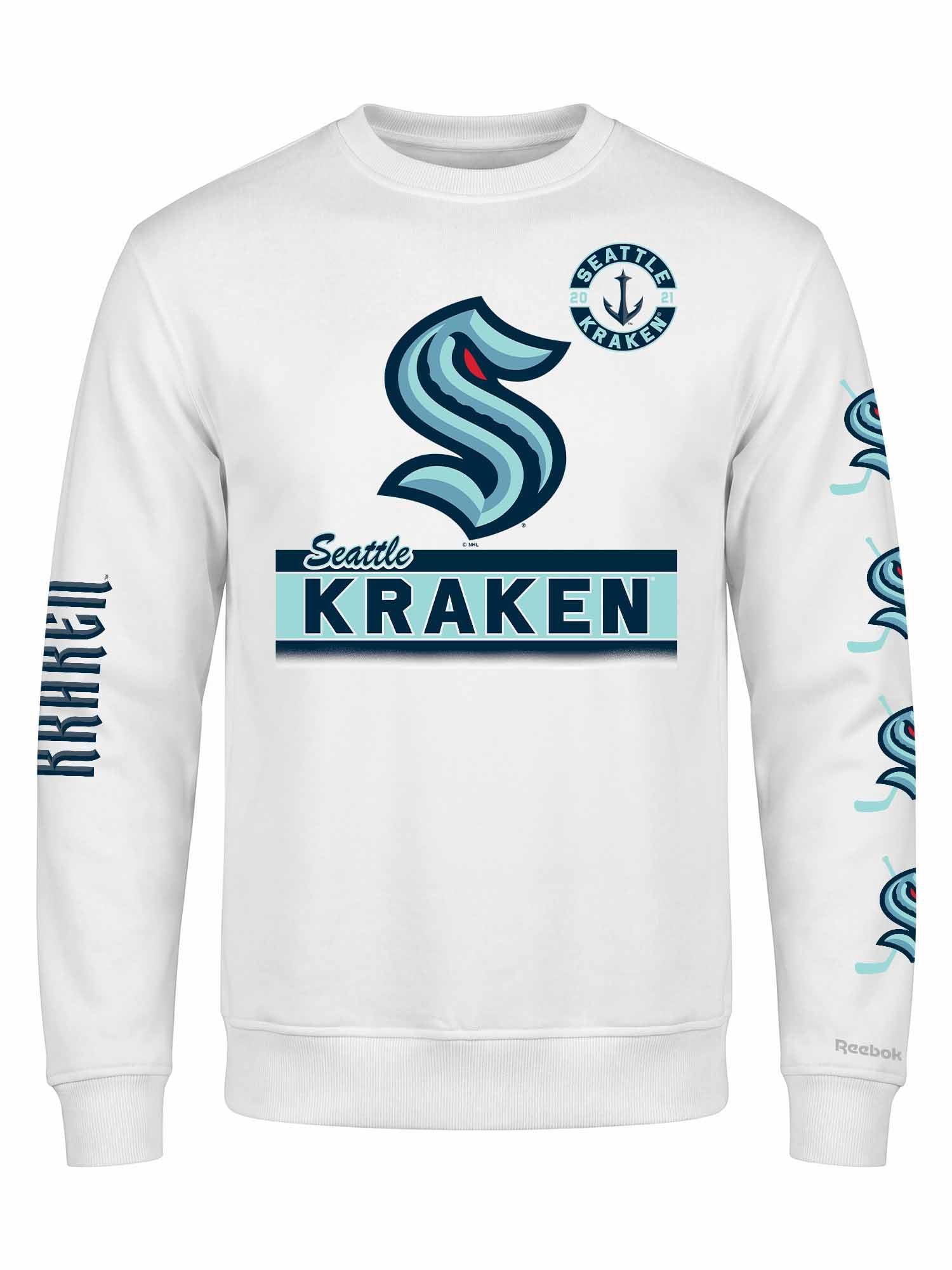 Seattle Kraken Reebok Mens White Crew Sweatshirt
