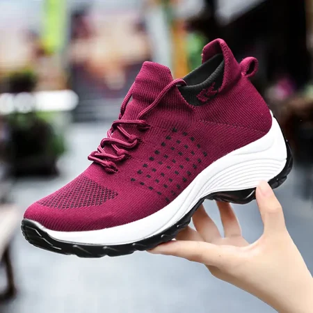 

Women‘s Flying Woven Sneakers Breathable Mesh Lace-Up Running Shoes Women‘s Footwear
