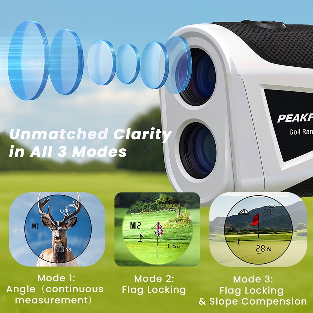 PEAKPULSE Laser Golf Range Finder with Slope 650 Yards Rangefinder Angle Slope Measurement Flag Pole Locking with Magnetic Pearl White