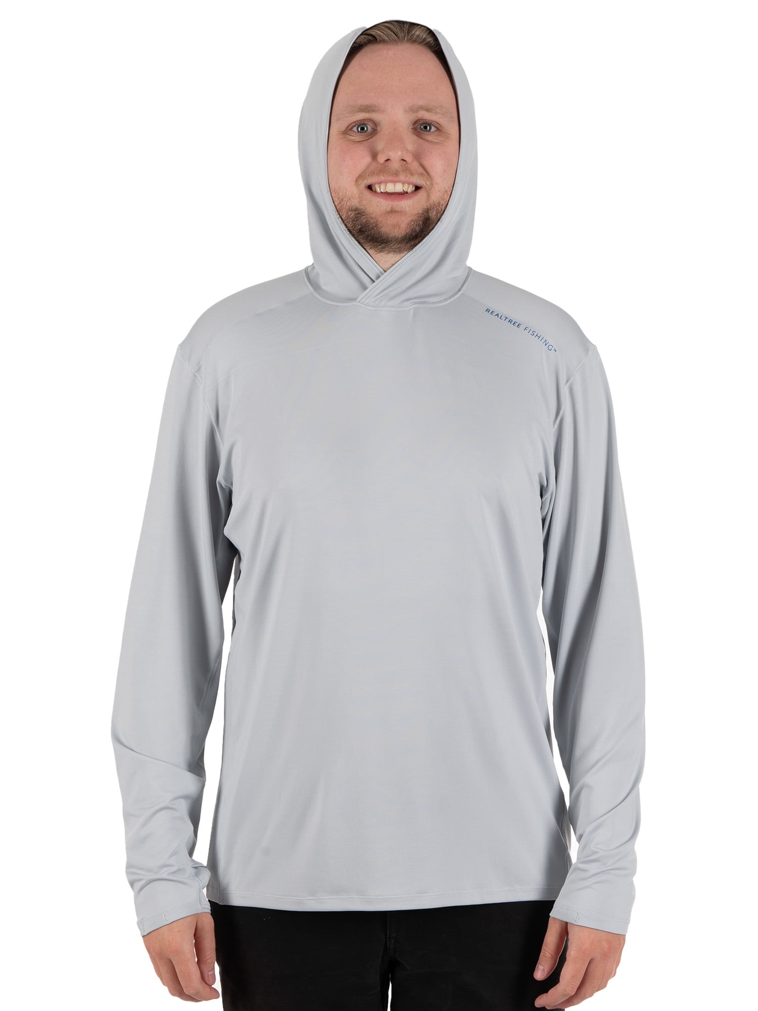 Realtree Men's Long Sleeve Performance Fishing Hoodie, Metal Gray, XL